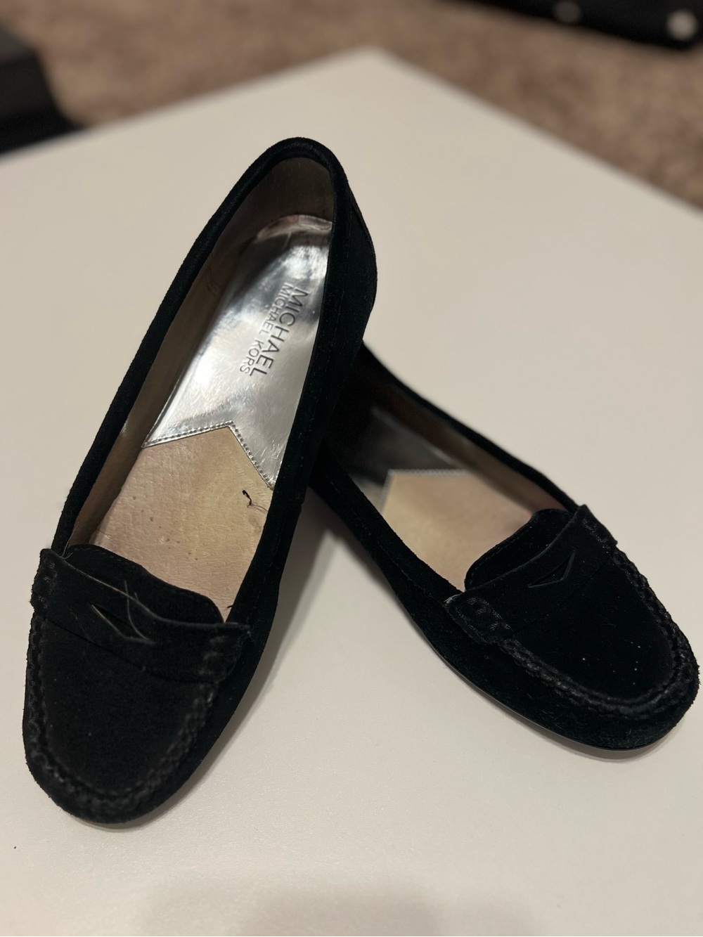 Michael Kors Black Suede Penny Loafers